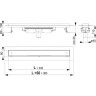 Водоотводящий желоб ALCAPLAST APZ1107-850 FLOOR с порогами для решетки под кладку плитки Low, вертикальный сток APZ1107-FLOOR-850