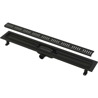 Водоотводящий желоб ALCAPLAST APZ10BLACK-550M с порогами для перфорированной решетки, черный матовый